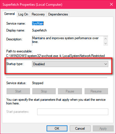 Windows 10 Superfetch Service